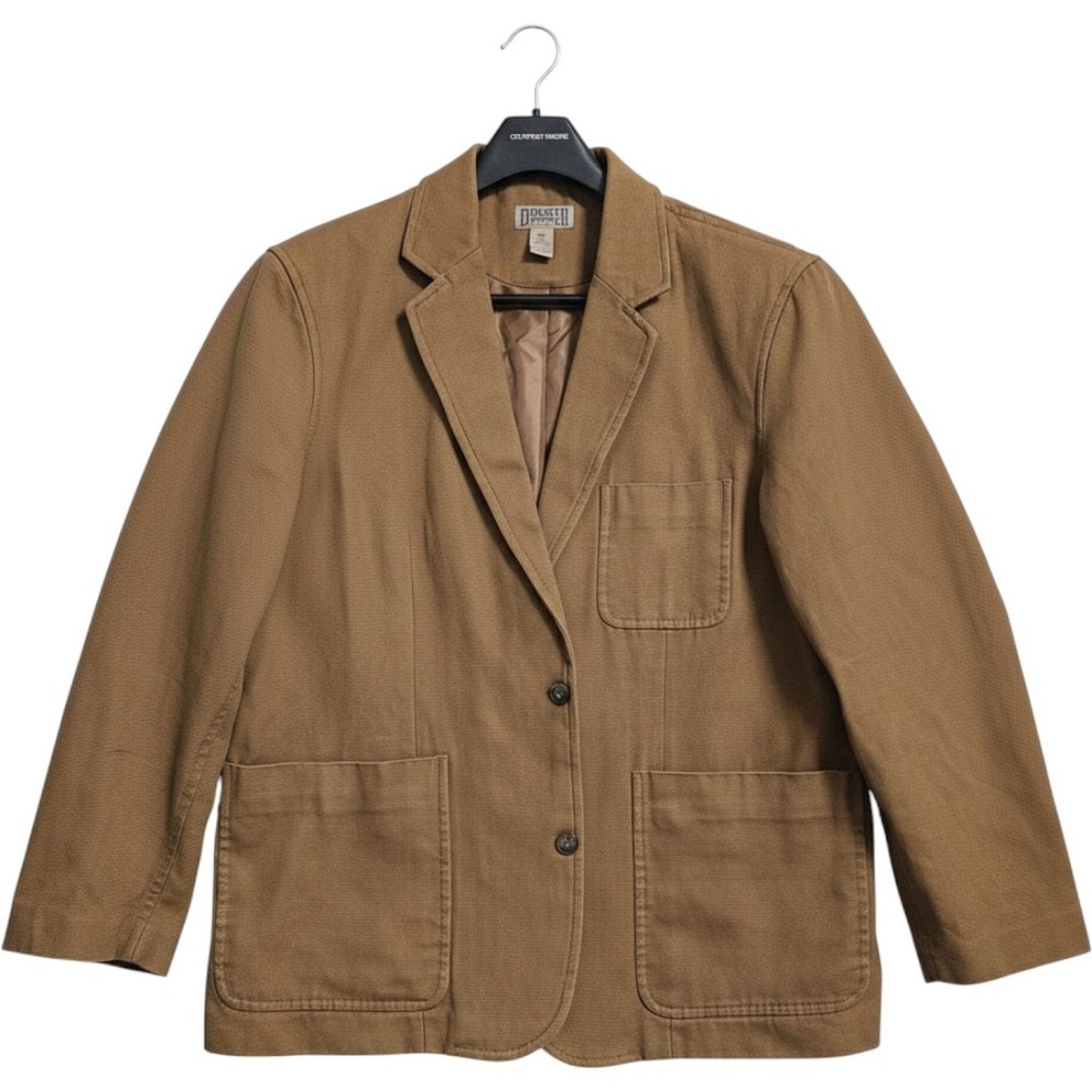 Duluth Trading Co Blazer Mens 2XL Brown Canvas Chore Jacket Utility Workwear